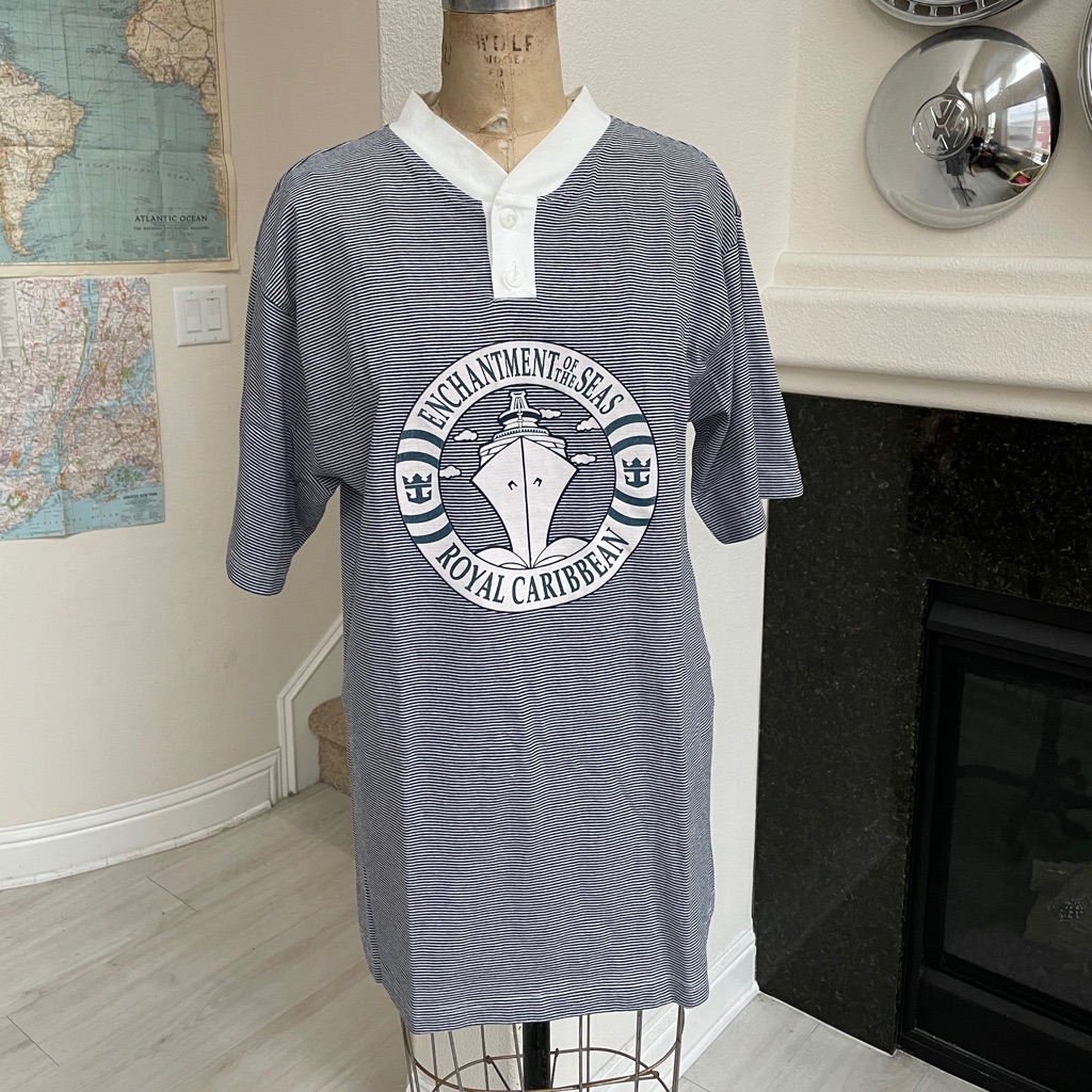 Vintage Royal Caribbean Cruise Striped T-Shirt / Night Shirt - Xl